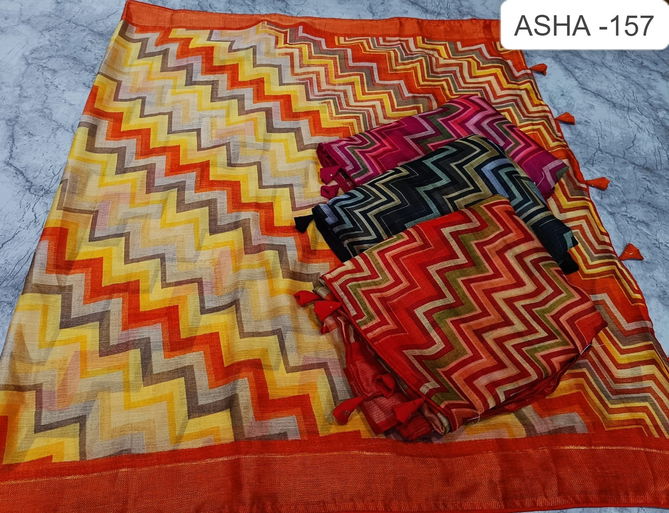 Asha 157 Daily Wear Mono Chiffon Printed Sarees Wholesale Shop In Surat